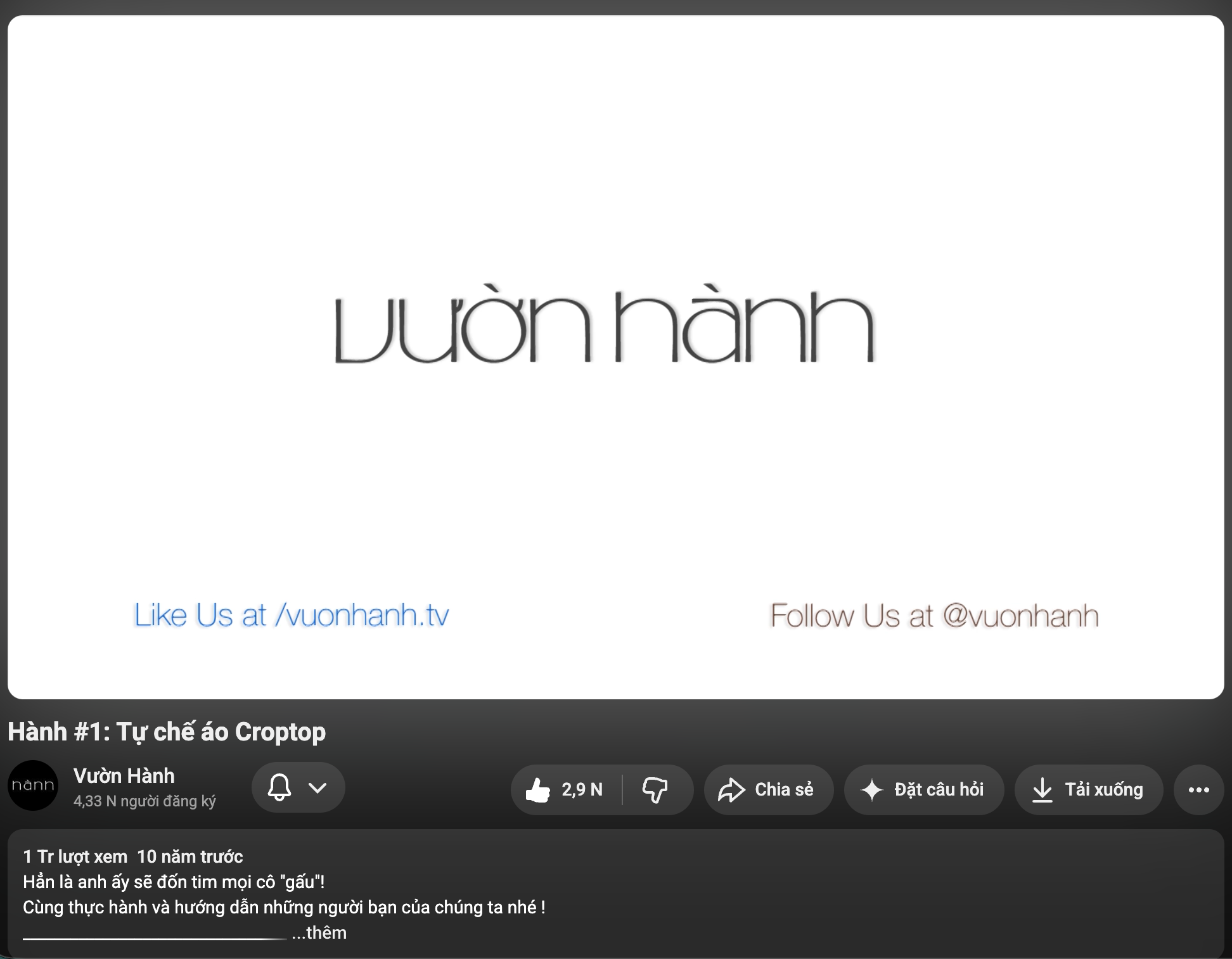 Dự án YouTube Vườn Hành